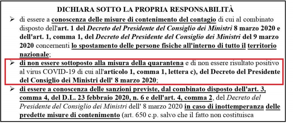 Nuovo Modello Autocertificazione CoronaVirus